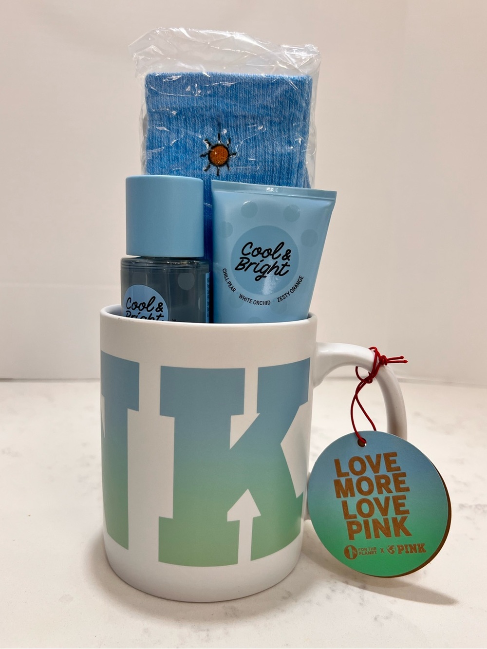 PINK Victoria's Secret Cool & Bright Blue Bath & Body Mug Set